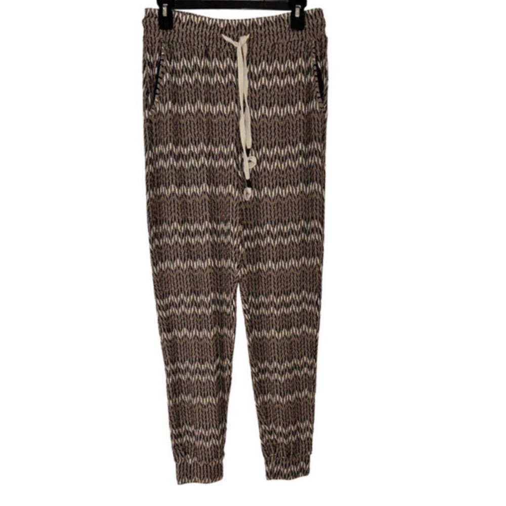 ANTHROPOLOGIE BROWN ELASTIC WAIST AND ANKLE CUFFS STRETCHY SOFT PANTS SMALL
